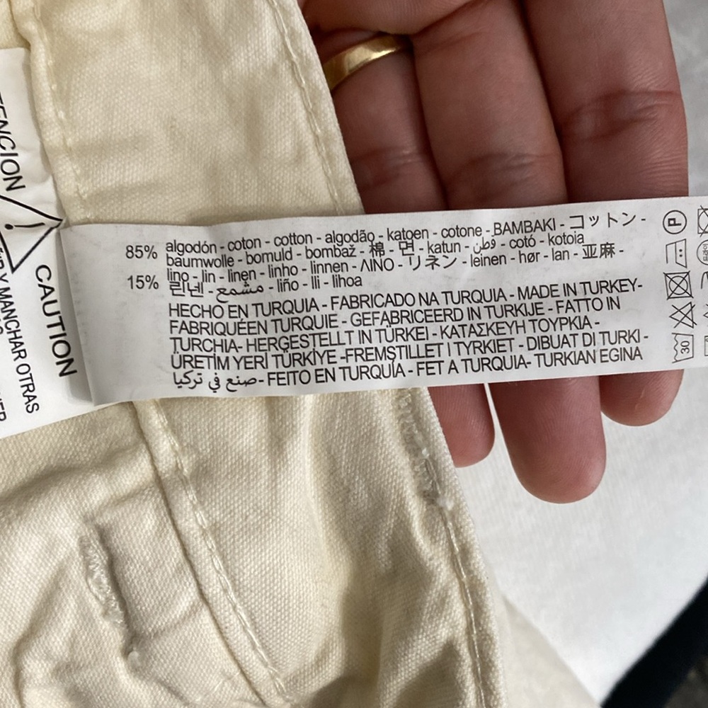 Zara The Relaxed Utility Pants In ECRU  Signature Denium  Cargo Size 14 - Picture 9 of 15